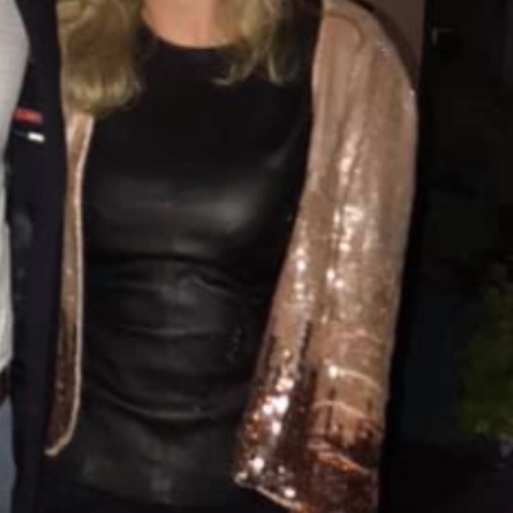 Parker Rose Gold Sequin Bomber Jacket View 3